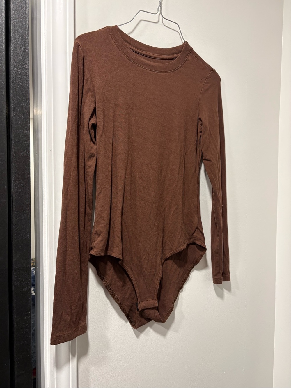 Amazon Women's Brown Long Sleeve Crew Neck Bodysuit